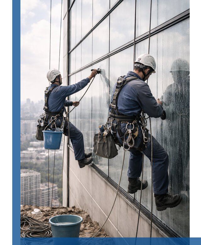 Профессиональная мойка фасадных окон альпинистами в Нижневартовске