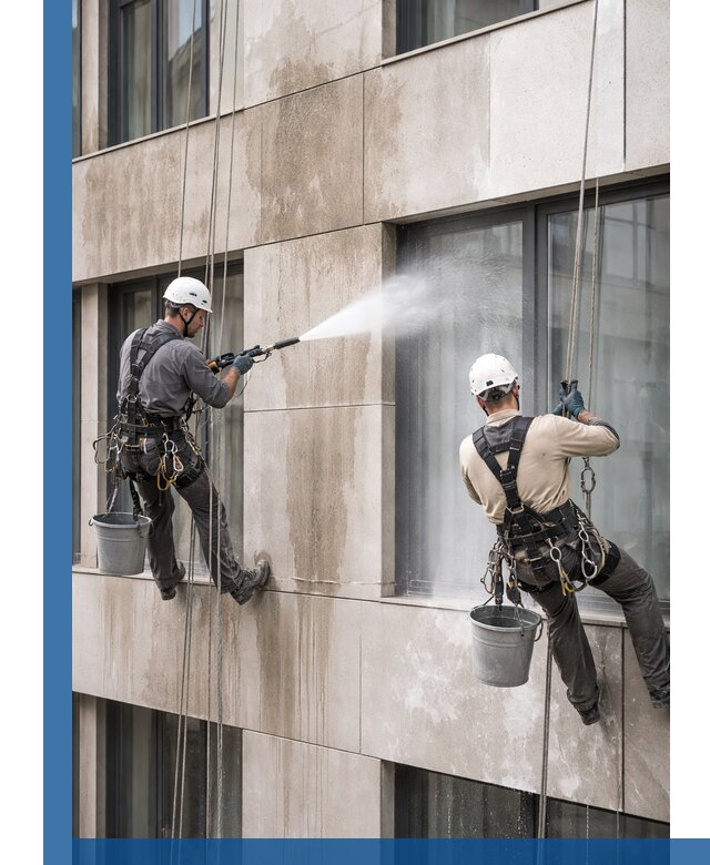 Послестроительная мойка фасада промышленным альпинизмом в Нижневартовске