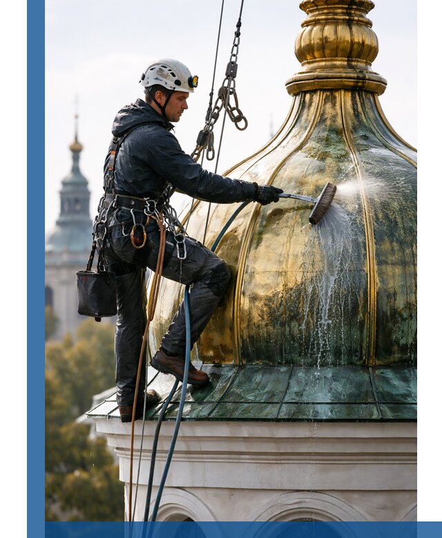 Профессиональная мойка куполов и шпилей высотными альпинистами в Нижневартовске