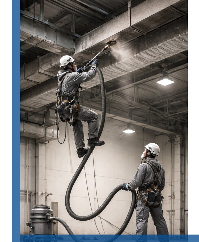 Обеспыливание потолочных конструкций в Нижневартовске промышленным альпинизмом