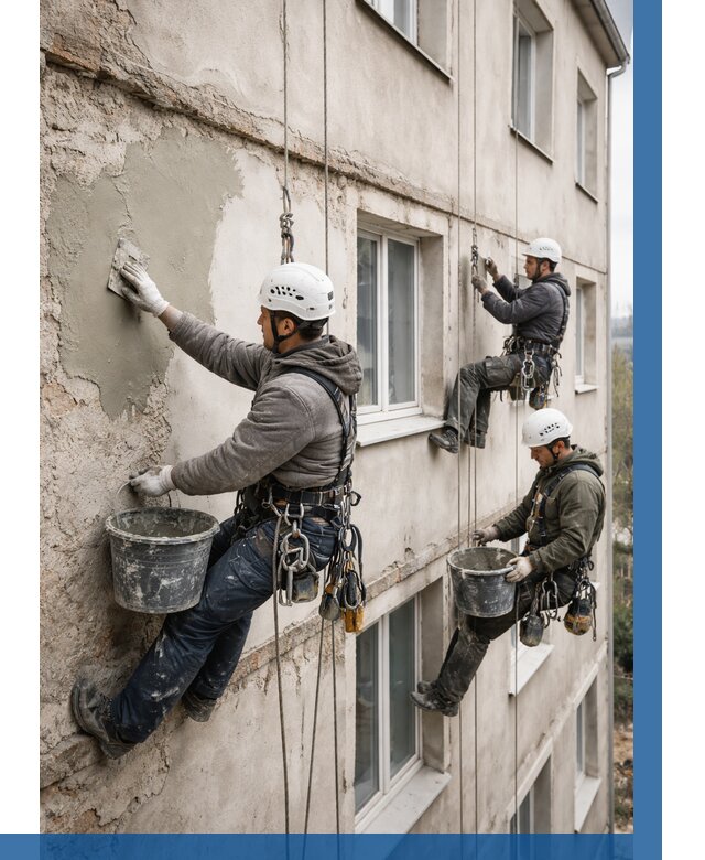 Ремонт штукатурного фасада в Нижневартовске от 777 р. под ключ | ВЫСОТНИК-Нжт