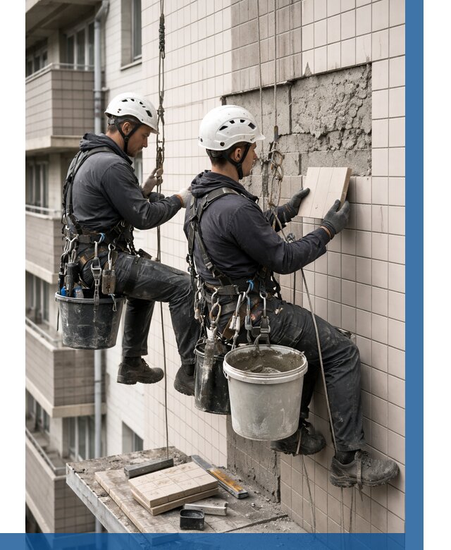 Ремонт облицовки фасада плиткой в Нижневартовске от 1865 р. | ВЫСОТНИК-Нжт