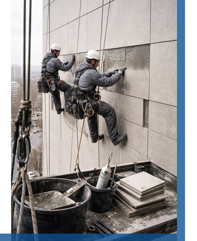 Ремонт фасада из керамогранита в Нижневартовске от 2590 р. | ВЫСОТНИК-Нжт