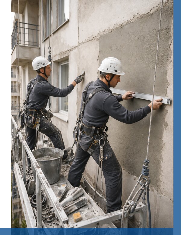 Штукатурка фасада на высоте в Нижневартовске от 932 р. | ВЫСОТНИК-Нжт