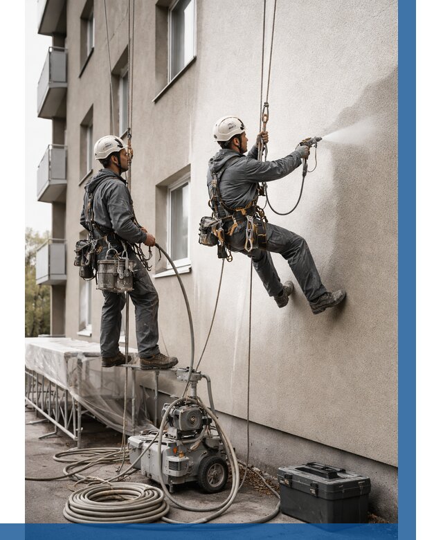 Безвоздушная покраска фасада в Нижневартовске от 228 р/м² | ВЫСОТНИК-Нжт