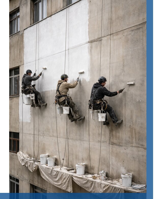 Покраска бетонного фасада в Нижневартовске от 363 р за м2 | ВЫСОТНИК-Нжт