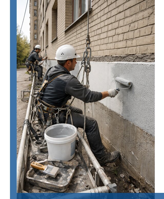 Окраска цоколя здания в Нижневартовске профессионально и надежно