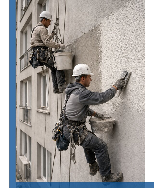 Нанесение декоративной штукатурки короед на фасад в Нижневартовске