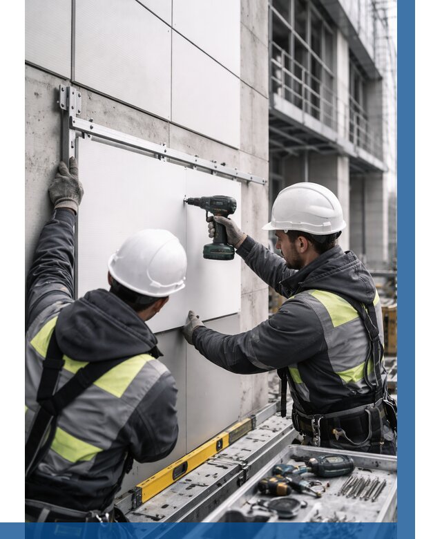 Монтаж композитных панелей фасада в Нижневартовске от 2590 р. | ВЫСОТНИК-Нжт