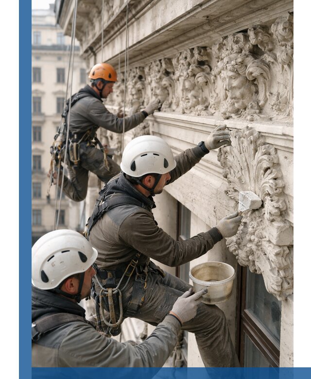 Реставрация фасадной лепнины с высотными работами в Нижневартовске