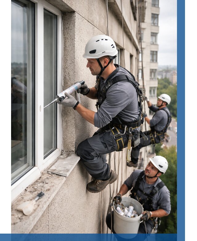 Герметизация оконных швов снаружи в Нижневартовске от 1554 р. | ВЫСОТНИК-Нжт