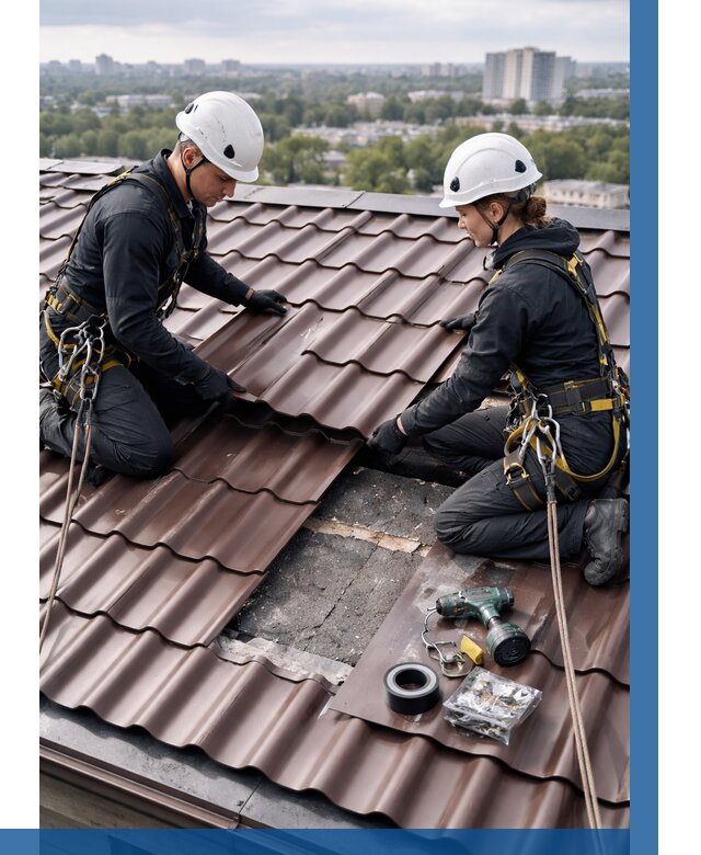 Ремонт металлочерепицы на крыше в Нижневартовске от 932 р. | ВЫСОТНИК-Нжт