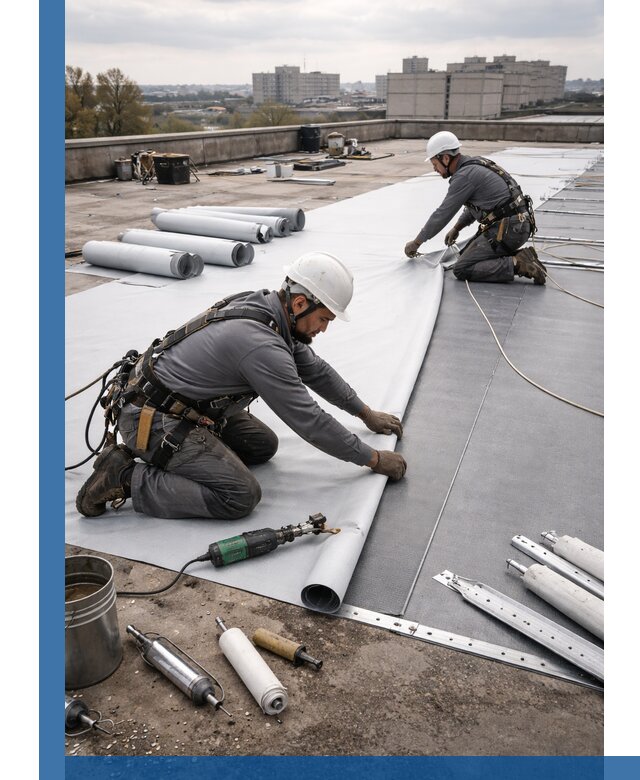 Монтаж мембранной кровли в Нижневартовске для промышленных зданий