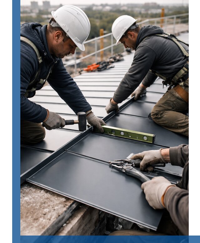 Монтаж фальцевой кровли в Нижневартовске для промышленных зданий