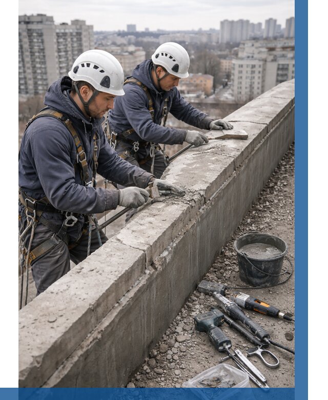 Ремонт парапета на кровле в Нижневартовске от 1554 р. | ВЫСОТНИК-Нжт