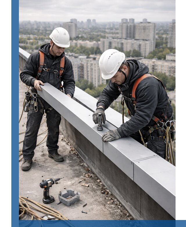 Монтаж парапетных крышек и ограждений кровли в Нижневартовске