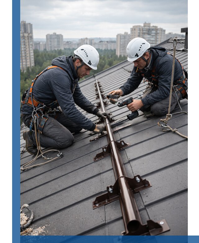 Монтаж снегозадержателей на кровле зданий в Нижневартовске под ключ