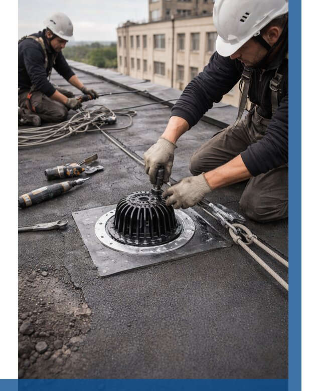 Установка водосточных воронок в Нижневартовске цена от 3626 р. | ВЫСОТНИК-Нжт