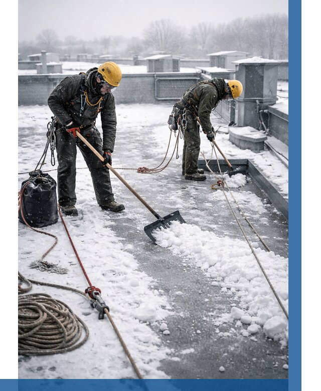 Очистка крыши от снега в Нижневартовске от 7770 р. | ВЫСОТНИК-Нжт