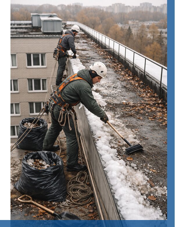 Очистка кровли по периметру в Нижневартовске от 570 р. | ВЫСОТНИК-Нжт