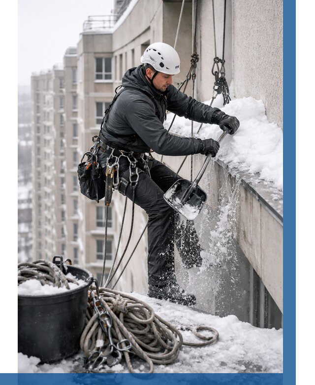 Очистка карнизов от снега в Нижневартовске от 311 р. | ВЫСОТНИК-Нжт