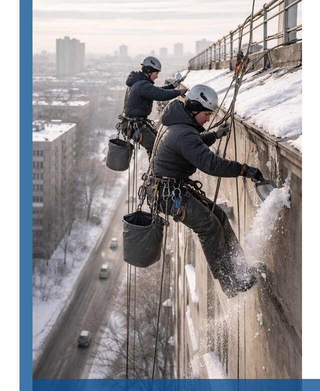 Очистка карнизов от снега в Нижневартовске профессионально и безопасно