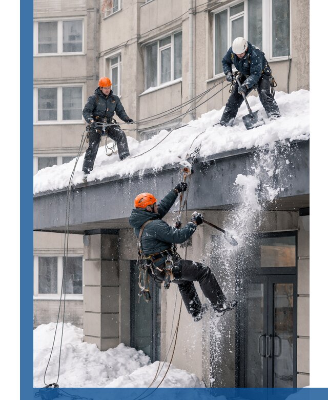 Безопасная очистка навесов от снега в Нижневартовске круглогодично