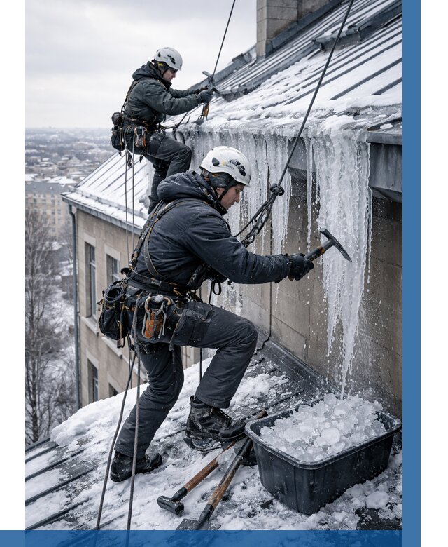 Удаление наледи с кровли в Нижневартовске от 5698 р. | ВЫСОТНИК-Нжт