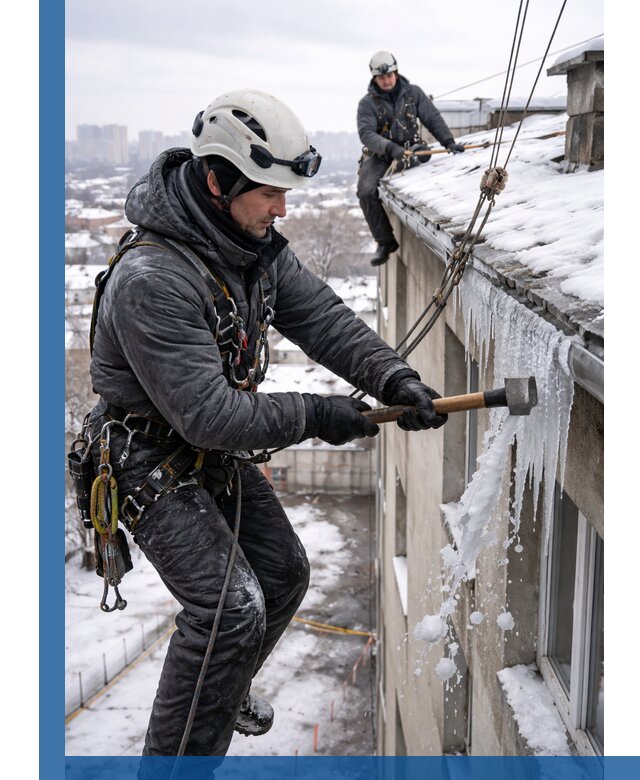 Сбивание и удаление сосулек с крыши в Нижневартовске безопасно