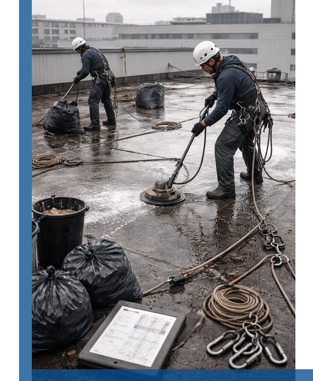 Плановая очистка кровли по графику в Нижневартовске для безопасности