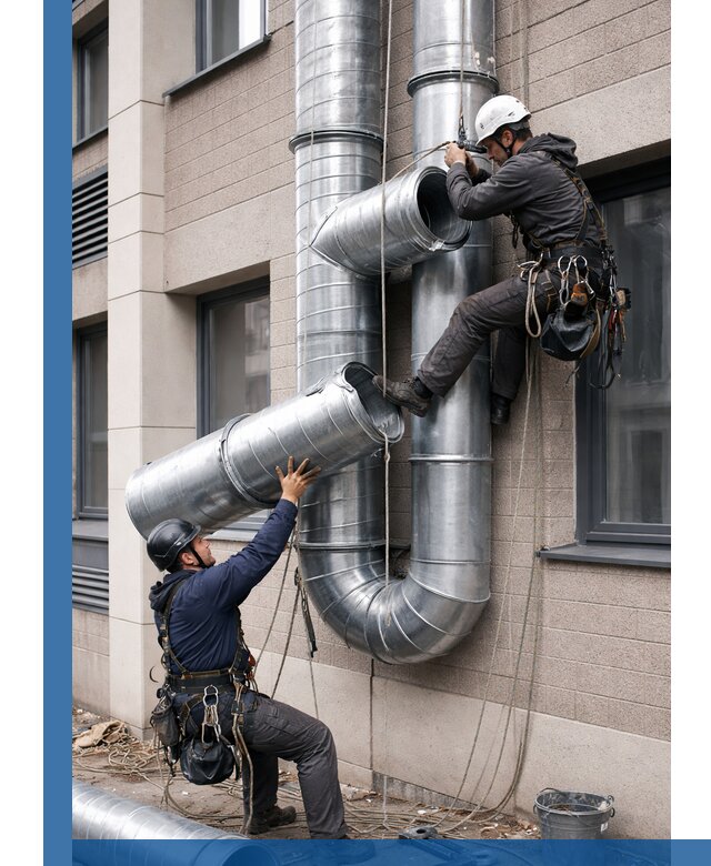 Монтаж фасадных воздуховодов в Нижневартовске с герметизацией и крепежом