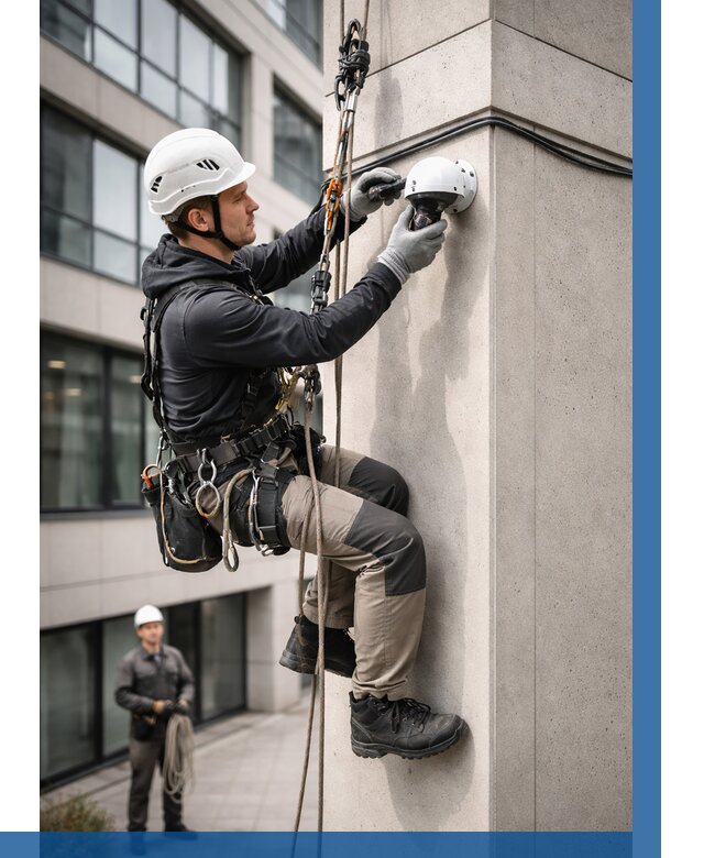 Монтаж камер видеонаблюдения на фасаде в Нижневартовске от 8806 р.-ВЫСОТНИК-Нжт