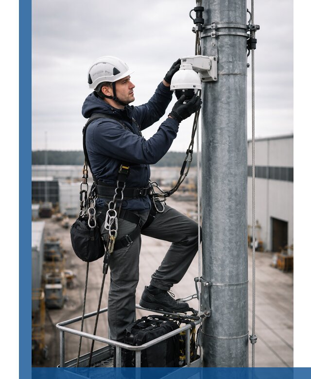 Профессиональная установка видеокамер на мачте в Нижневартовске