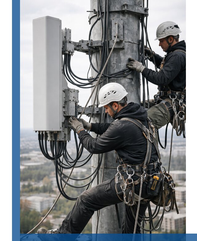 Монтаж оборудования связи на мачте в Нижневартовске с пусконаладкой