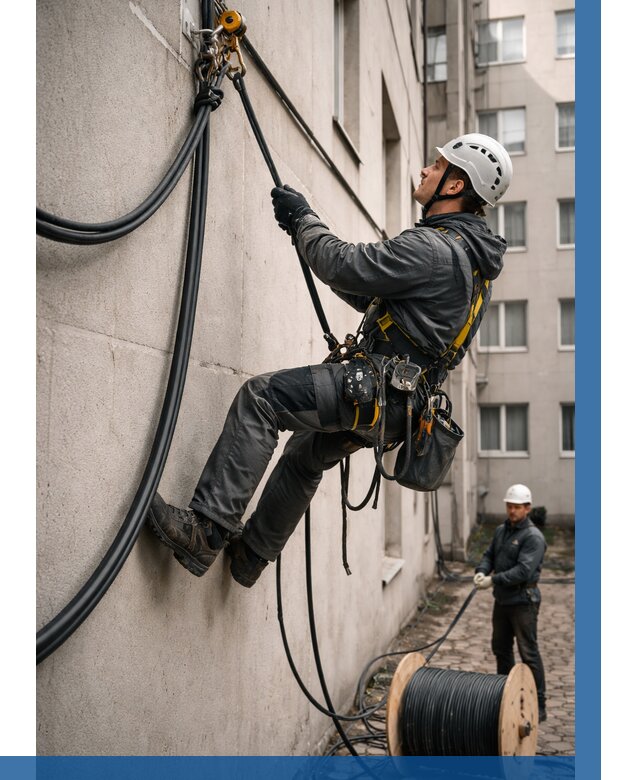 Протяжка кабеля питания на высоте в Нижневартовске от 466 р. | ВЫСОТНИК-Нжт