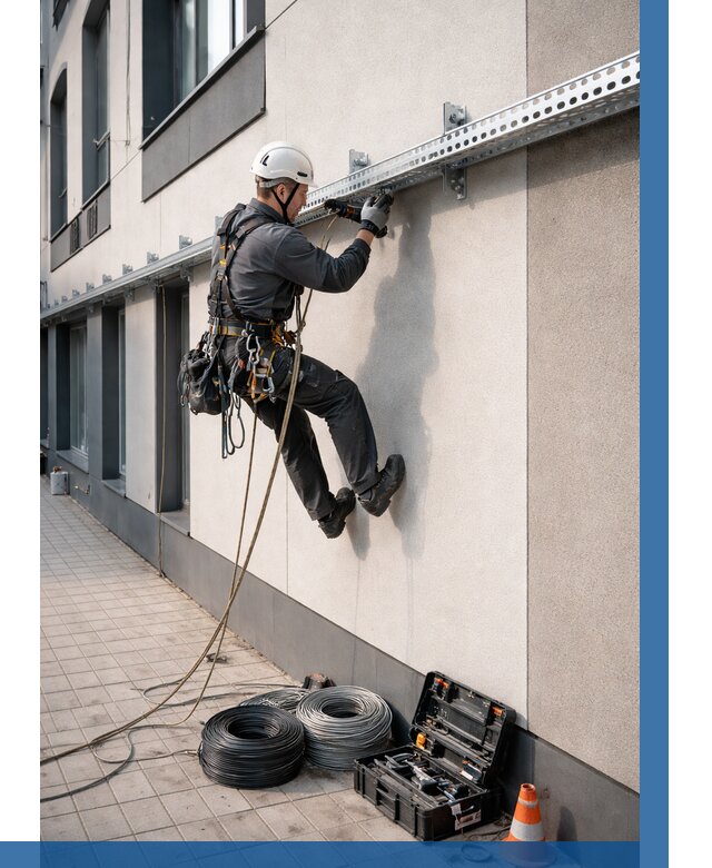 Монтаж кабельных лотков на фасаде в Нижневартовске от 1243 р. | ВЫСОТНИК-Нжт