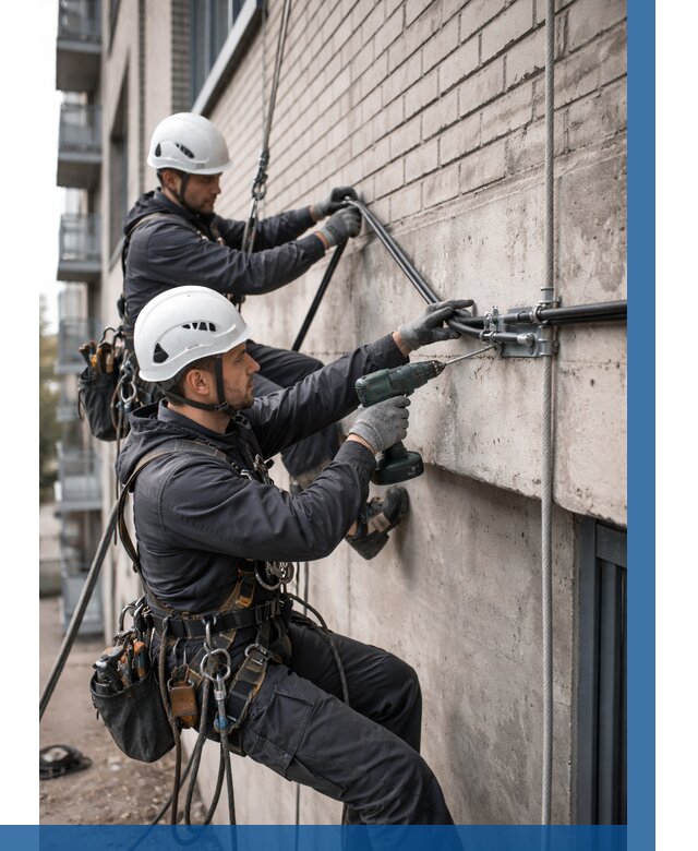 Крепление кабеля на фасаде в Нижневартовске от 363 р. | ВЫСОТНИК-Нжт