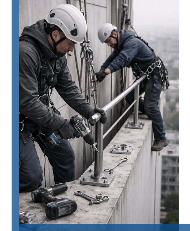 Монтаж перил на высоте в Нижневартовске для жилых и промобъектов