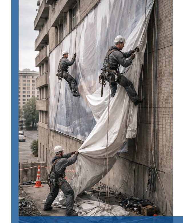 Демонтаж баннеров с фасада в Нижневартовске оперативно и безопасно