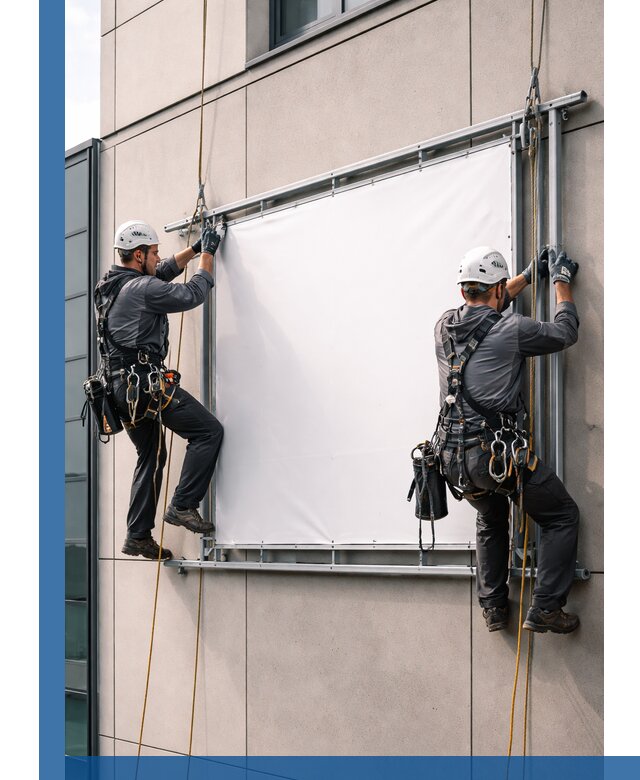 Монтаж наружной рекламной вывески в Нижневартовске под ключ