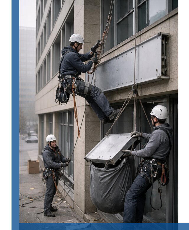 Демонтаж рекламной вывески с высотными работами в Нижневартовске