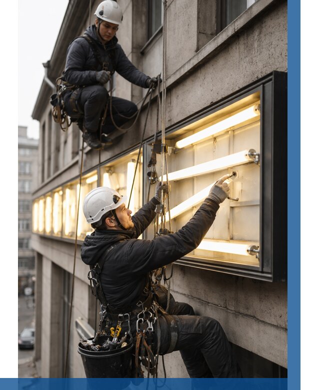 Замена ламп в вывеске в Нижневартовске под ключ от 3626 р. | ВЫСОТНИК-Нжт