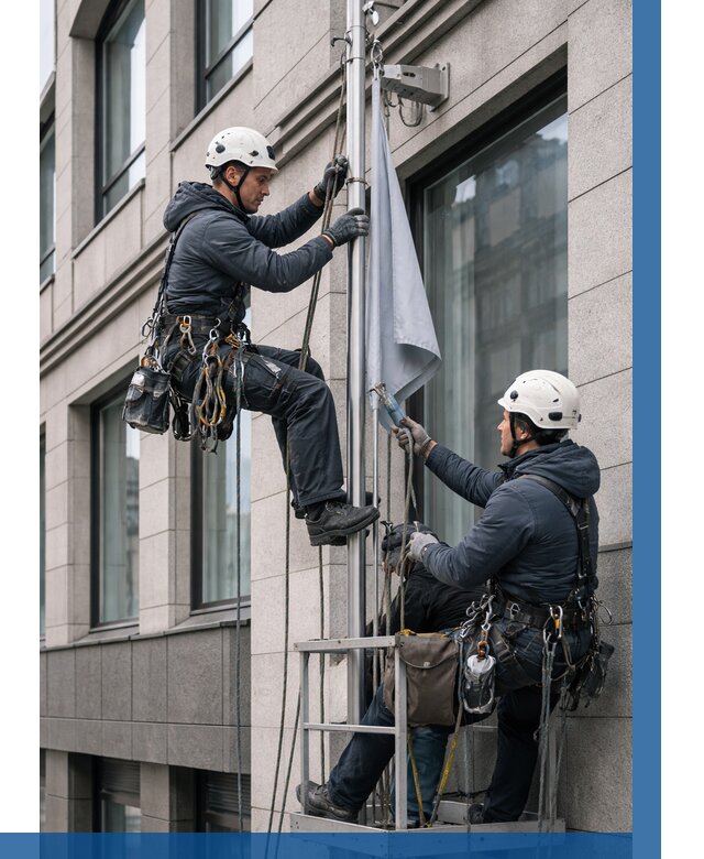 Установка флагов на фасаде в Нижневартовске от 4662 р. | ВЫСОТНИК-Нжт