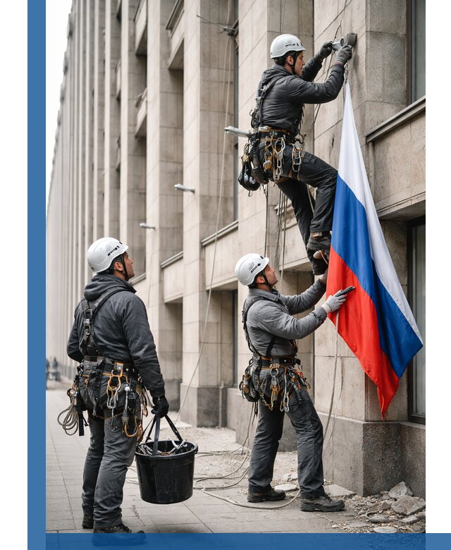 Профессиональная установка флагов на фасаде в Нижневартовске