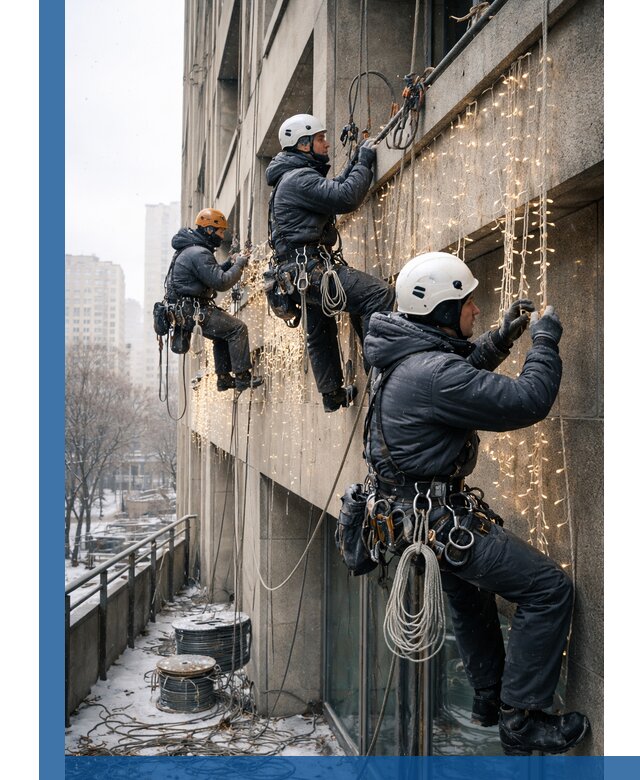 Монтаж новогодней иллюминации и украшение фасадов в Нижневартовске