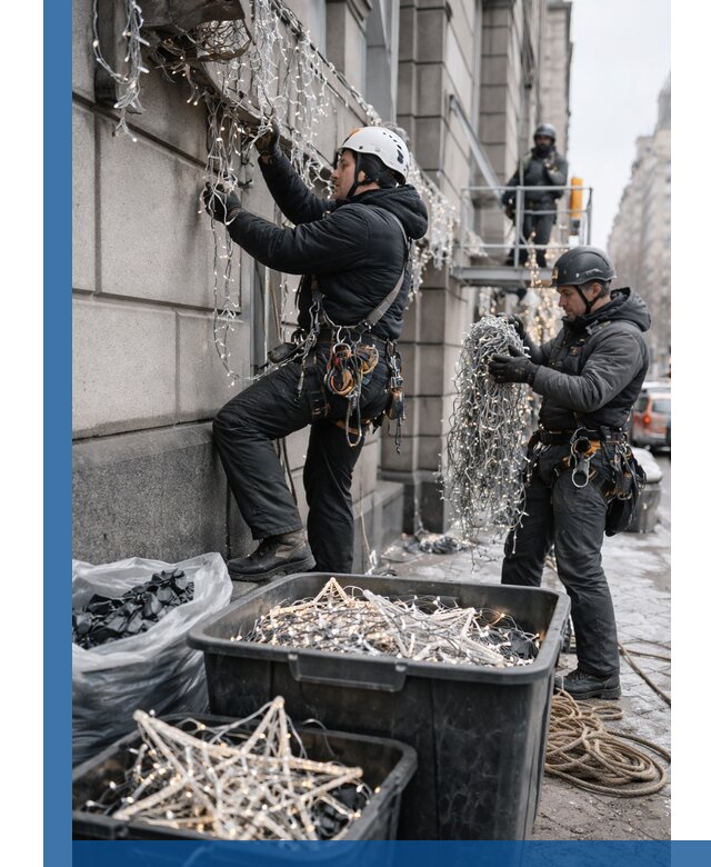 Демонтаж новогоднего оформления и гирлянд в Нижневартовске