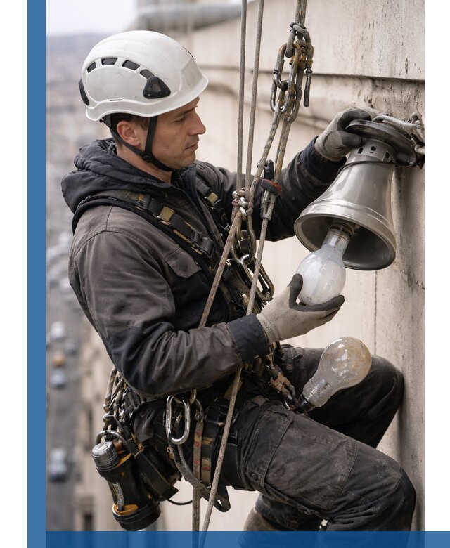 Замена ламп на высоте в Нижневартовске профессионально и быстро