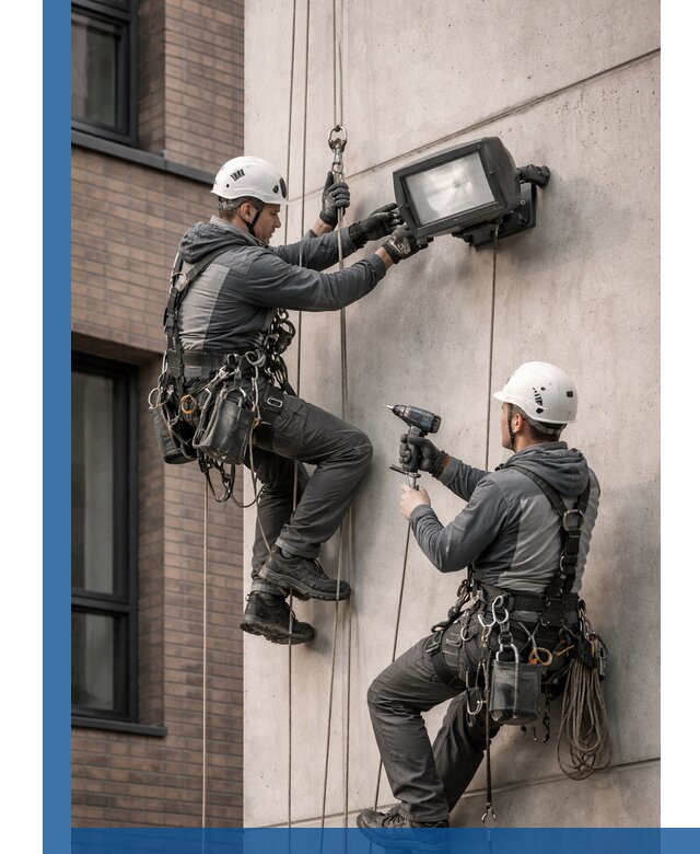 Профессиональный монтаж фасадных прожекторов в Нижневартовске под ключ