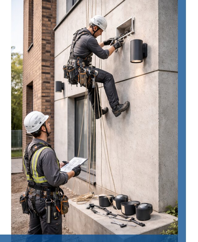 Монтаж фасадного освещения в Нижневартовске от 2590 р. | ВЫСОТНИК-Нжт