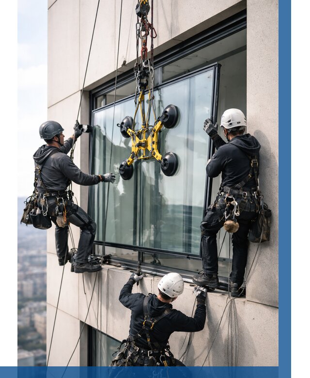 Монтаж стеклопакетов на высоте в Нижневартовске от 3315 р. | ВЫСОТНИК-Нжт